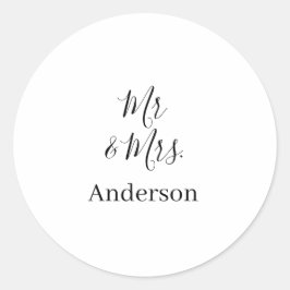 Meneer en mevrouw voegen familienaam datum jaar hu ronde sticker