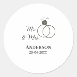 Meneer en mevrouw voegen familienaam datum jaar hu ronde sticker