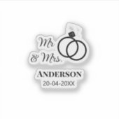 Meneer en mevrouw voegen familienaam datum jaar hu sticker (Voorkant)