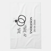 Meneer en mevrouw voegen familienaam datum jaar hu theedoek (Verticaal)