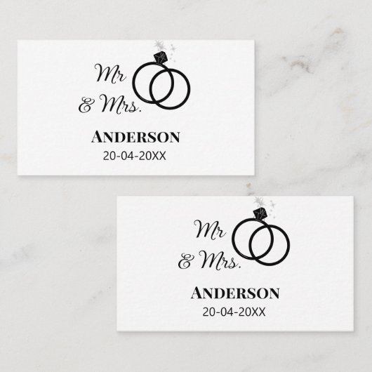 Meneer en mevrouw voegen familienaam datum jaar hu visitekaartje (Voorkant / Achterkant)