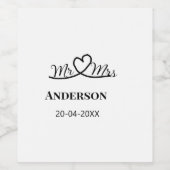 Meneer en mevrouw voegen familienaam datum jaar hu wijn etiket (Enkel label)