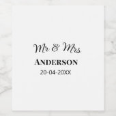 Meneer en mevrouw voegen familienaam datum jaar hu wijn etiket (Enkel label)