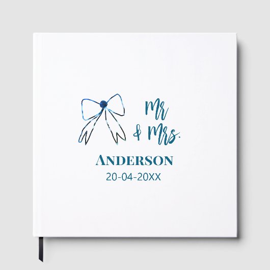 Meneer en mevrouw voegen naam datum bruiloft gunst gastenboek (Voorkant)