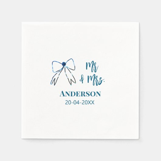 Meneer en mevrouw voegen naam datum bruiloft gunst servet (Voorkant)
