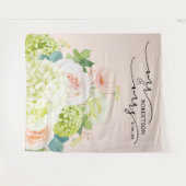 Meneer en mevrouw Wedding Achtergrond Bloemen Roze Wandkleed (Voorkant (horizontaal))