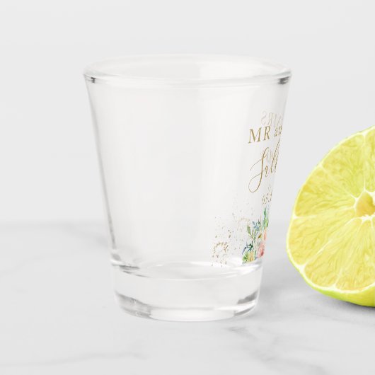 Meneer en mevrouw Wedding blush gouden gunst idee Shot Glas (Links)