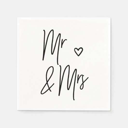 Meneer en mevrouw Wedding Cocktail Napkins Wedding Servet (Voorkant)