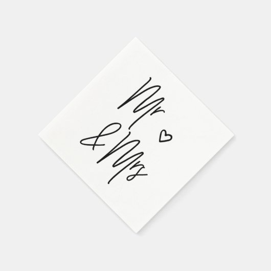 Meneer en mevrouw Wedding Cocktail Napkins Wedding Servet (Hoek)
