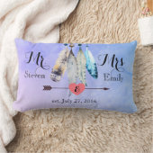 Meneer en mevrouw Wedding Date waterverf veren Kussen (Deken)