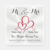 Meneer en mevrouw Wedding Napkins, gepersonaliseer Servet (Voorkant)