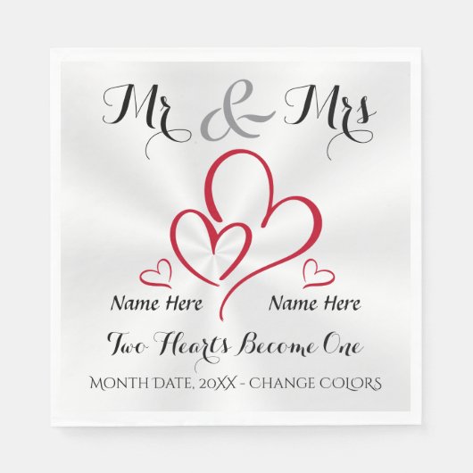 Meneer en mevrouw Wedding Napkins, gepersonaliseer Servet (Voorkant)