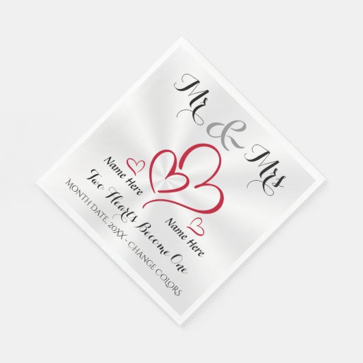 Meneer en mevrouw Wedding Napkins, gepersonaliseer Servet (Hoek)