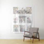Meneer en mevrouw Wedding Photo Collage Tapestry Wandkleed (In situ)