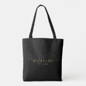 Meneer en mevrouw Wedding zwart en goud Tote Bag (Achterkant)