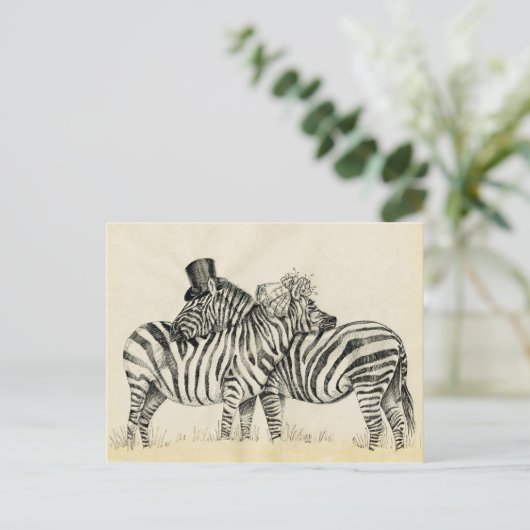 Meneer en mevrouw Zebra Fancy paar Briefkaart (Staand voorkant)