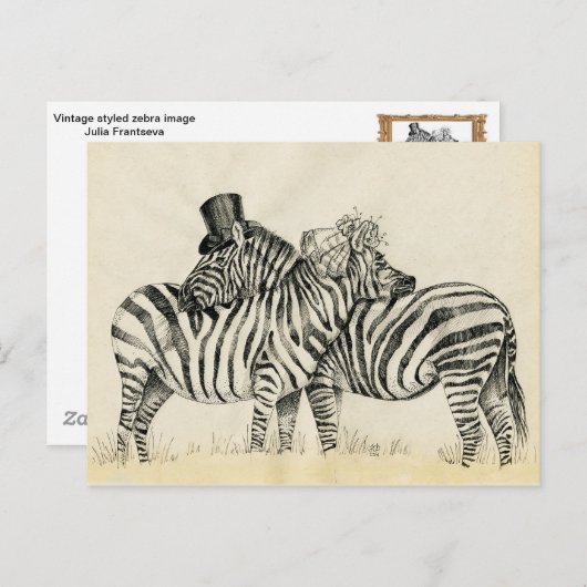 Meneer en mevrouw Zebra Fancy paar Briefkaart (Voorkant / Achterkant)