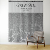 Meneer en mevrouw zilveren grijs fotohokje achterg wandkleed (In situ)