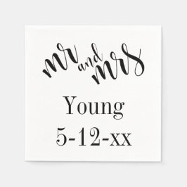 "Meneer en Mevrouw" Zwarte op Witte Typografie Tro Servetten