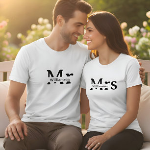 Meneer Familienaam Op Maat Koppels Heren Wit T-shirt