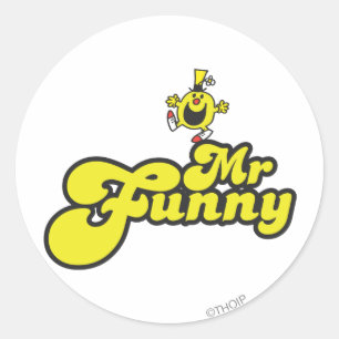 Meneer Funny danst op zijn naam Ronde Sticker