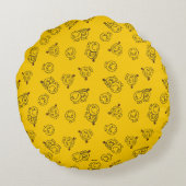 Meneer Gelukkig & Kleine Meisje Zonneschijn | Gele Rond Kussen (Achterkant)