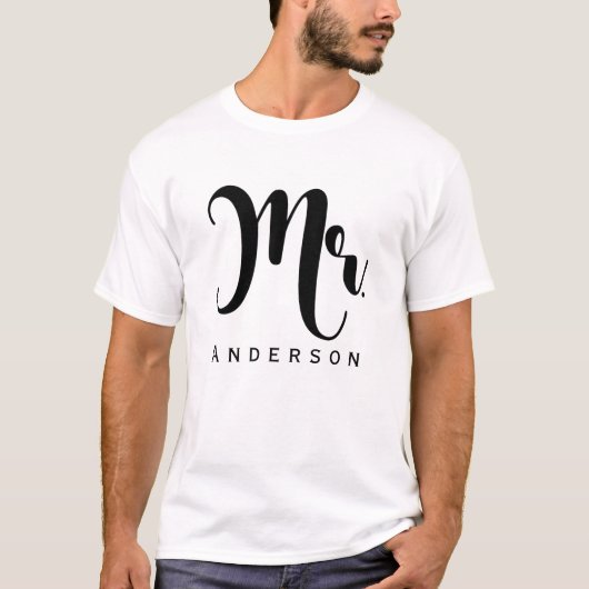 MENEER Groom Trendy Modern Script Huwelijksfeest T-shirt (Voorkant)