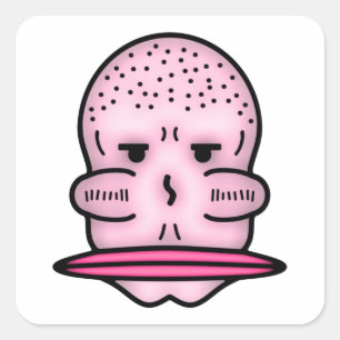 Meneer Grote Wangbotten Grote Mond Rare Tekenfilm Vierkante Sticker