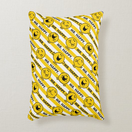 Meneer Happy | Geel Strepen Patroon Accent Kussen (Voorkant(Verticaal))