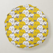 Meneer Happy | Knipperende Smileys Patroon Rond Kussen (Achterkant)