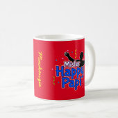 Meneer Happy Papi met Uw Naam op ROOD Koffiemok (Voorkant rechts)