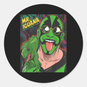 Meneer Iguana Tong Uit Grappige Hagedis Worstelaar Ronde Sticker