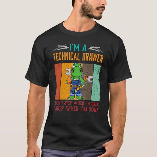 Meneer ik ben technisch tekenaar stop als ik klaar t-shirt (Voorkant)