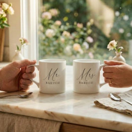 Meneer Jonggehuwd Elegant Schrift Espresso Kop