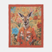 Meneer Kangaroo in zijn Tuin Fleece Deken (Voorkant)