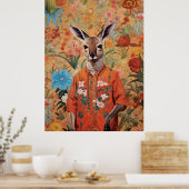 Meneer Kangoeroe in zijn tuin Poster (Keuken)