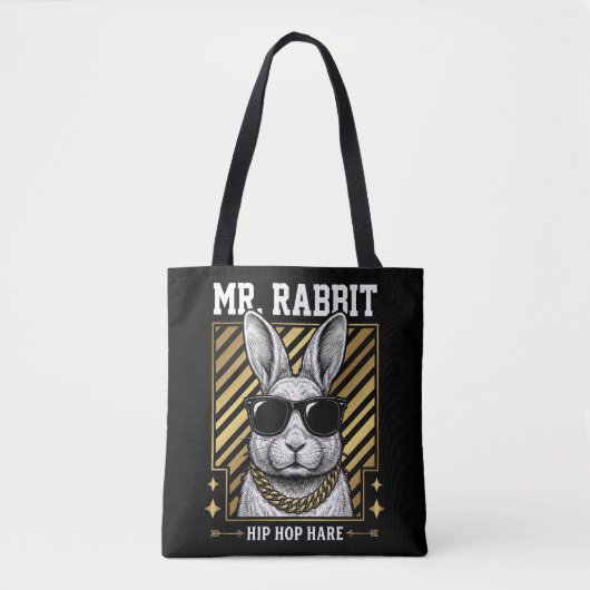 Meneer Konijn Hip Hop Haas Totaal Tote Bag (Voorkant)