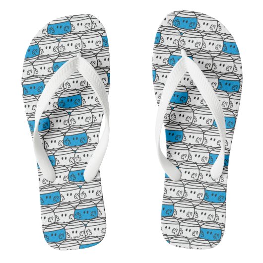 Meneer Kwakkel | Blauw Patroon Teenslippers (Voetbed)
