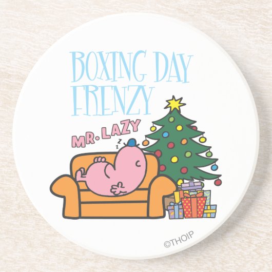 Meneer Lazy rust op een bank Zandsteen Onderzetter (Voorkant)