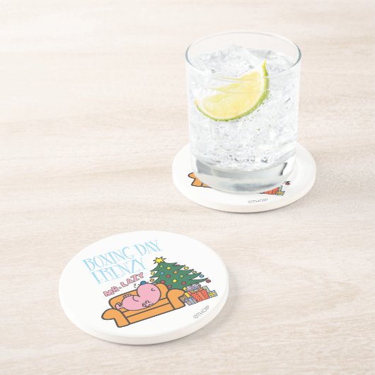 Meneer Lazy rust op een bank Zandsteen Onderzetter (Zijkant)