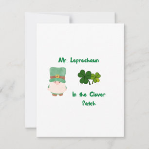 Meneer Leprechaun in de klaverplek op een Feestdagenkaart