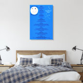 Meneer Maan Blauwe Witte Sterren Naam 18" x 27" Canvas Afdruk (Insitu (Slaapkamer))