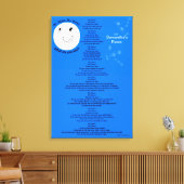 Meneer Maan Blauwe Witte Sterren Naam 18" x 27" Canvas Afdruk (Insitu (Woonkamer))