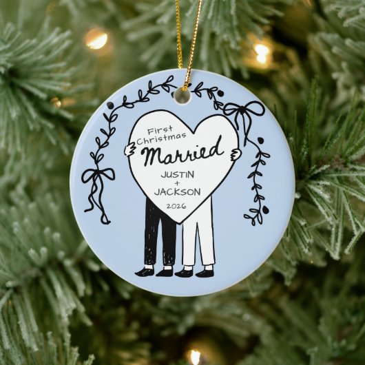 Meneer & Meneer Eerste Kerstboomornament Keramisch Ornament (Boom)