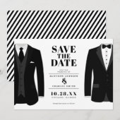 Meneer & Meneer Modern Zwart Trouwpak - Save the D Date (Voorkant / Achterkant)