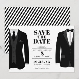 Meneer & Meneer Modern Zwart Trouwpak - Save the D Date
