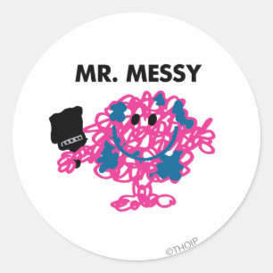 Meneer Messy met een kwast Ronde Sticker