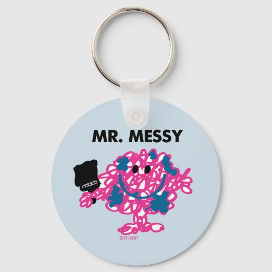 Meneer Messy met een kwast Sleutelhanger (Voorkant)