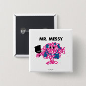 Meneer Messy met een kwast Vierkante Button 5,1 Cm (Voorkant /achterkant)