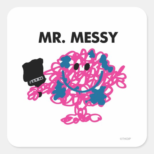 Meneer Messy met een kwast Vierkante Sticker (Voorkant)